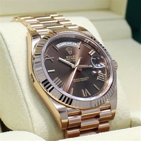 gold rolex chocolate face|rolex rose gold 40mm president.